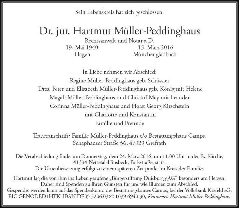 Dr. jur. Hartmut Müller-Peddinghaus